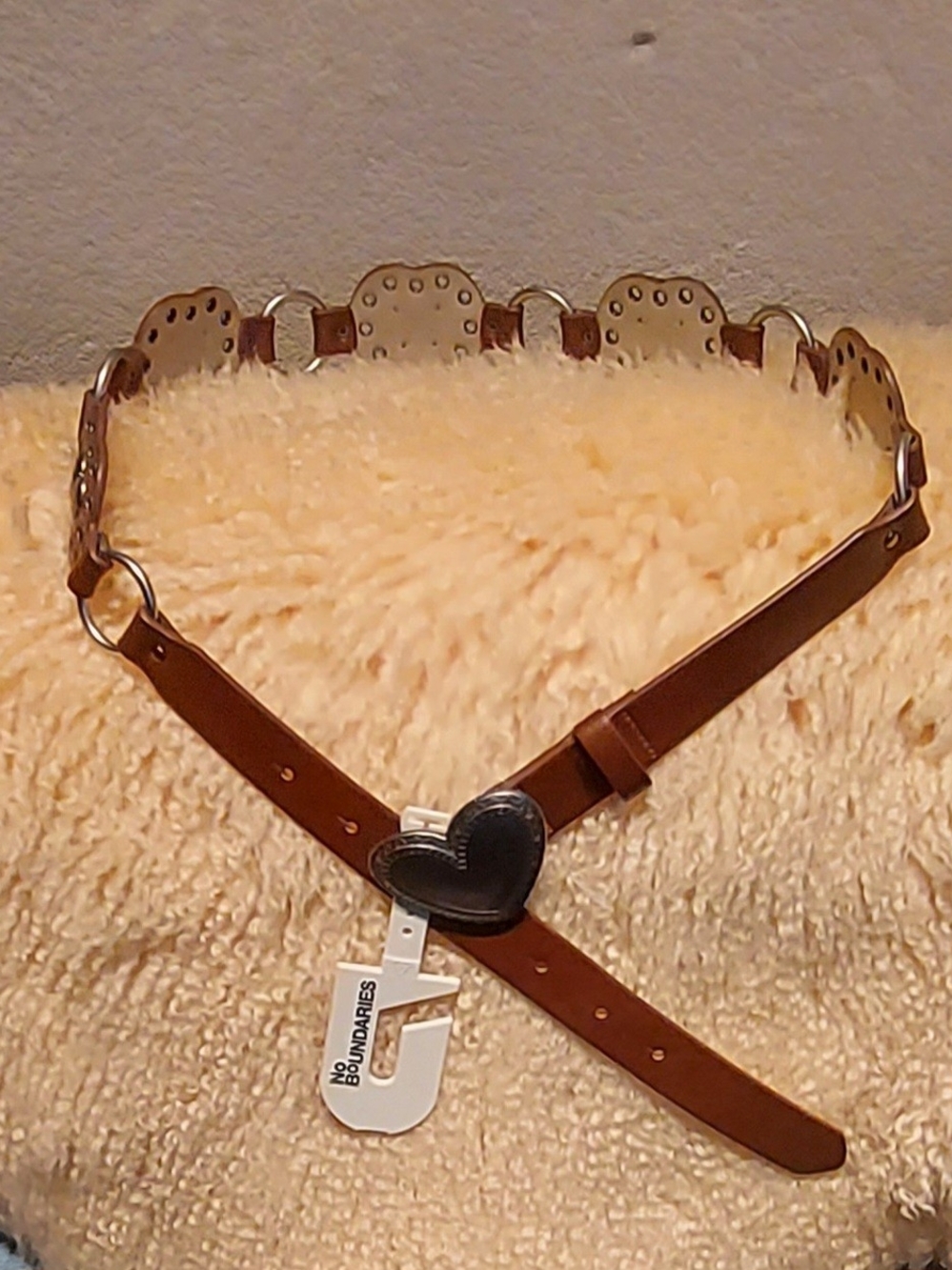 No Boundaries Brown Belt with Black Heart Buckle